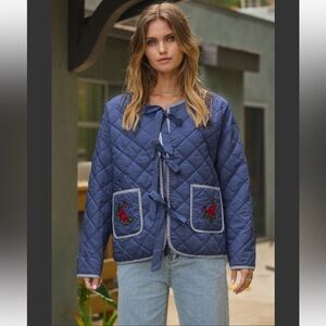 Oddi Quilted Jacket with Embroidered Pockets